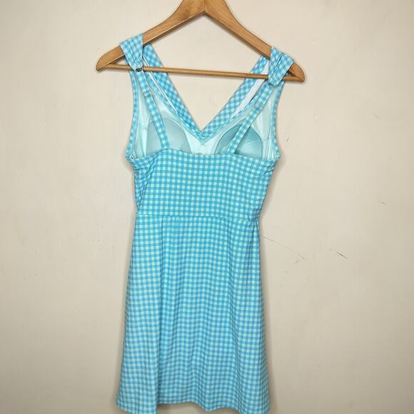Lands' End Blue Gingham Swim Dress Swimsuit - Picture 7 of 10